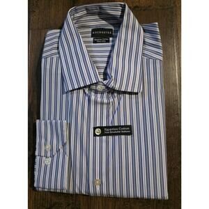 Rochester Men's Striped Long Sleeve Shirt Egyptian Cotton Size 17.5 38/39 New